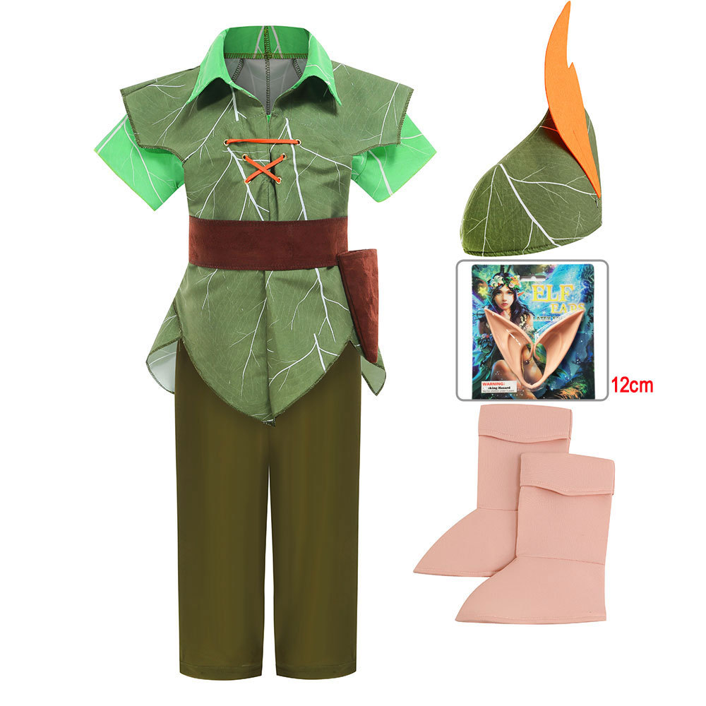 万圣节圣诞儿童派对男孩绿色小精灵小飞侠彼得潘表演服Peter Pan
